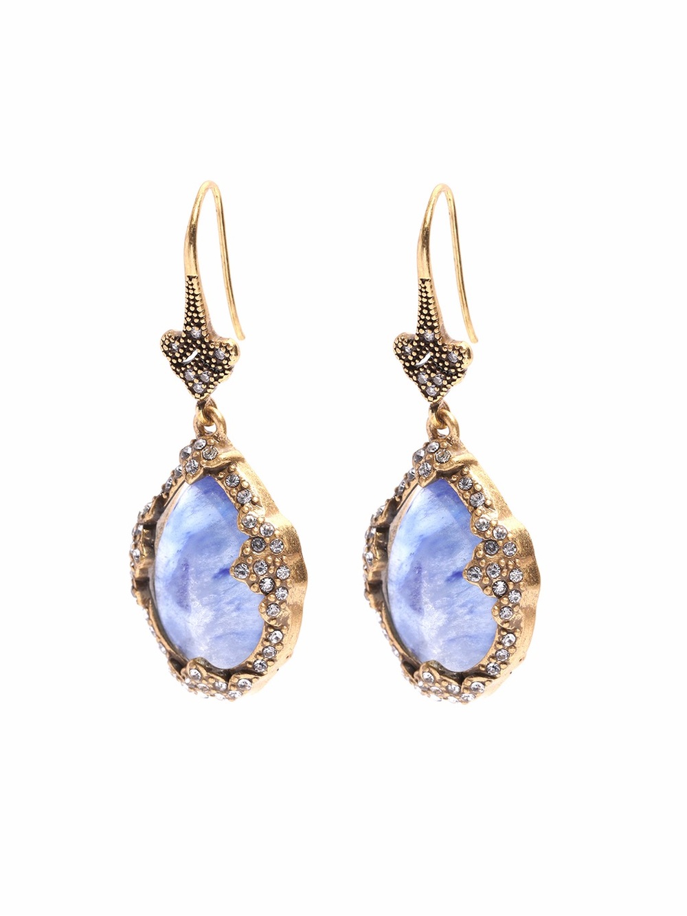Gold-Tone Blue Stone Drop Earrings vintage inspired